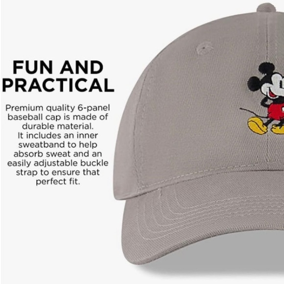 ⛔️SOLD⛔️ DISNEY Mickey Mouse Baseball Cap Adj. Snap-Back Dad Hat Unisex O/S - Picture 12 of 16
